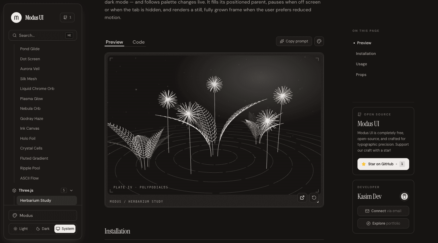 Modus UI screenshot