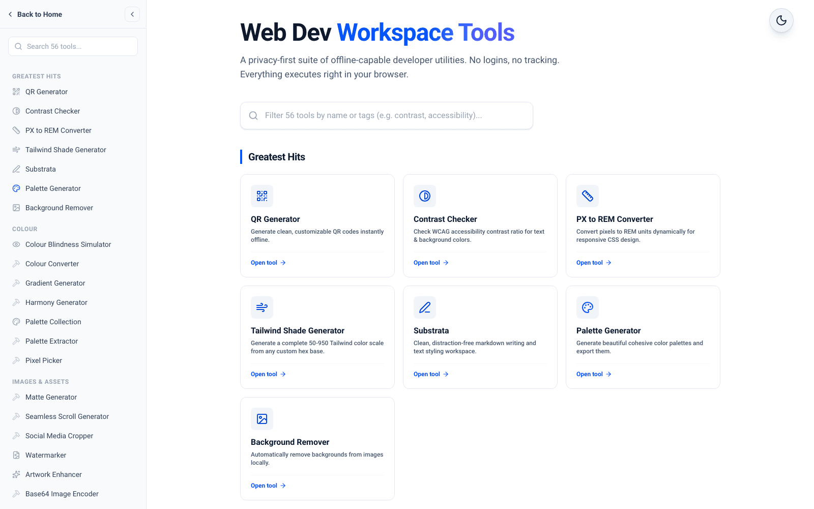 Dev Tools suite of free browser-based developer and design tools